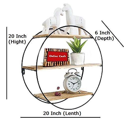 Onlinecraft Matte Finish Wood Wall Shelf (Black, Brown, L 50 x W 15 x H 50 cm) , Set of 1