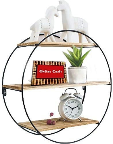 Onlinecraft Matte Finish Wood Wall Shelf (Black, Brown, L 50 x W 15 x H 50 cm) , Set of 1