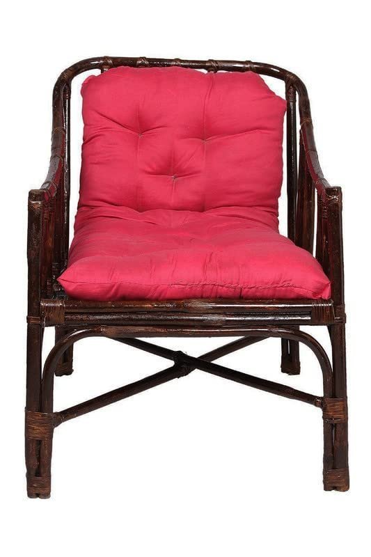IRA Furniture Brown Chair Made of Cane Wood with Cushion