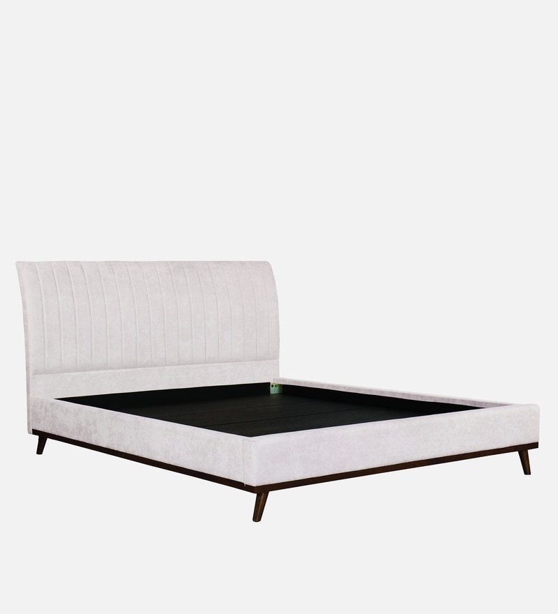 Alonso Upholstered Queen Size Bed in Light Beige Colour