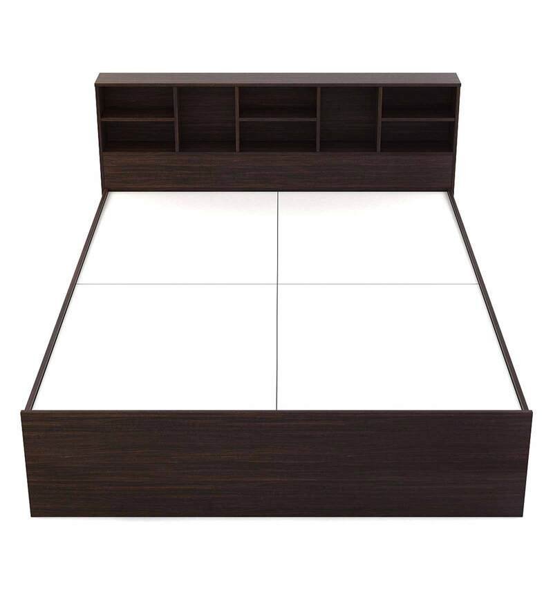 Austin King Size Bed with Headboard Storage in Choco Walnut Finish