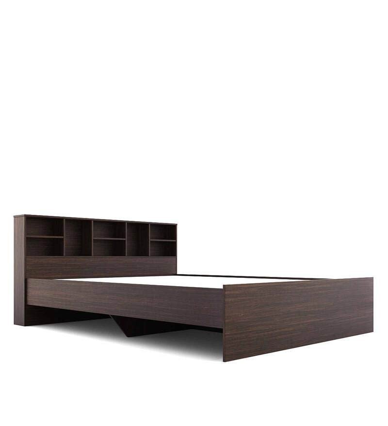 Austin King Size Bed with Headboard Storage in Choco Walnut Finish