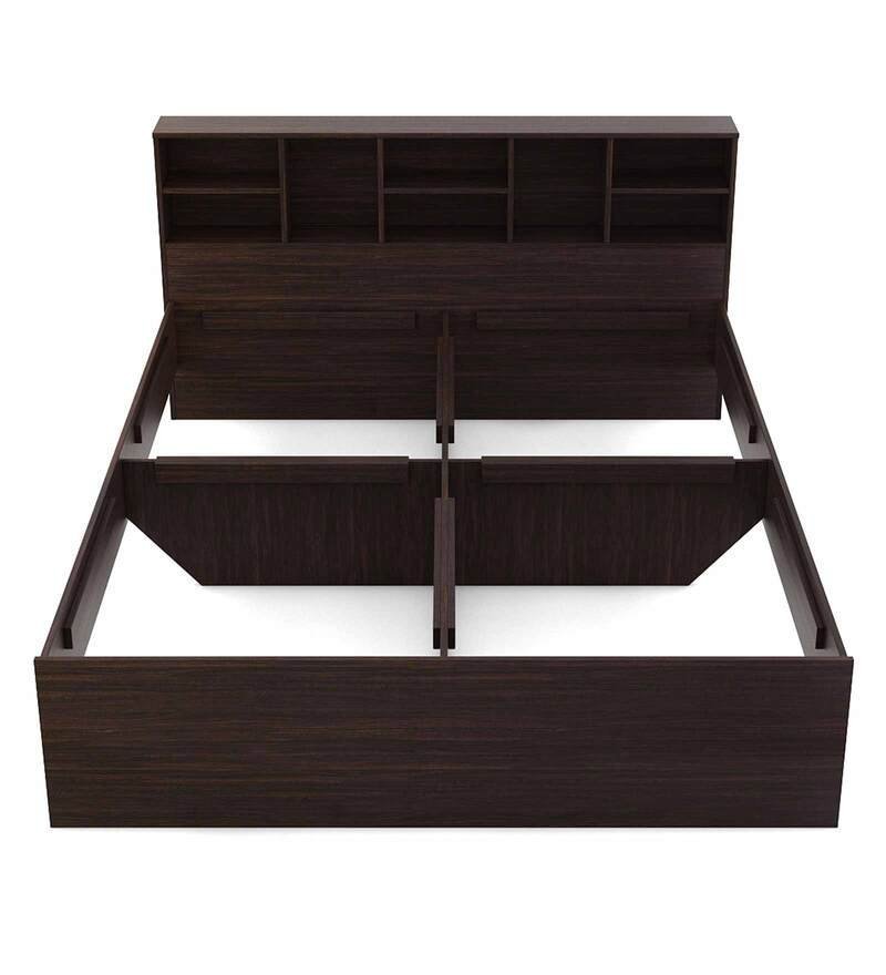 Austin King Size Bed with Headboard Storage in Choco Walnut Finish