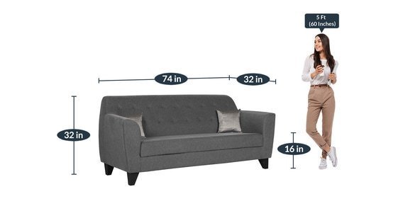 Bali 3 Seater Sofa In Grey Colour