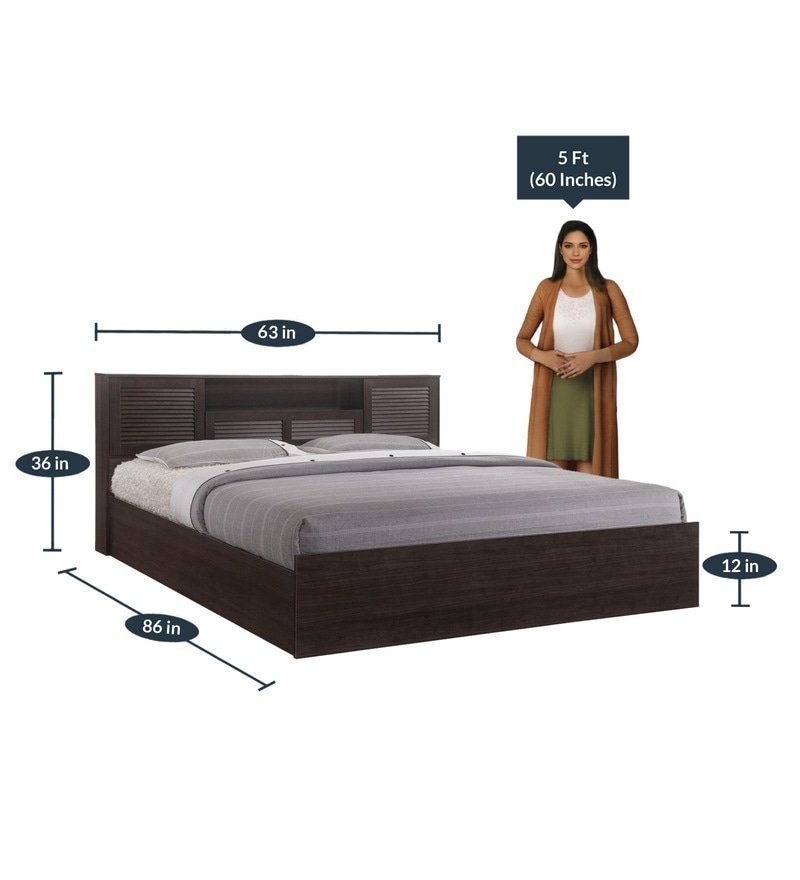 Bolton Queen Size Bed with Hydraulic Storage in Wenge Finish