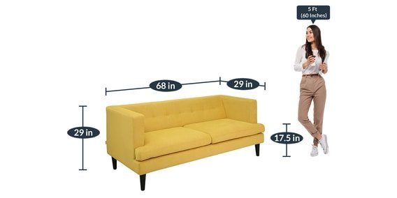 Copenhagen 3 Seater Sofa in Yellow Colour