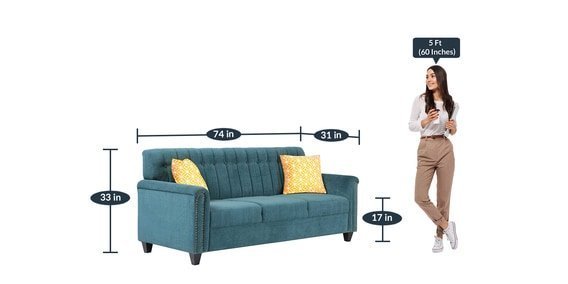 Elora 3+2 Sofa Set in Teal Green Colour