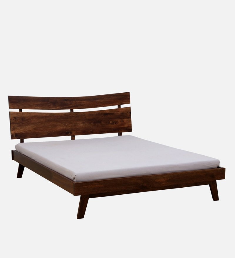 Live Edge Solid Wood Queen Size Bed In Tubbaq Finish
