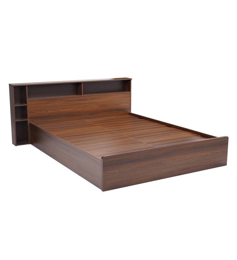 Torrie King Size Bed with Storage in Classic Walnut Finish